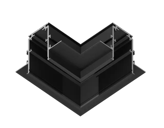 Коннектор угловой 90° для встраиваемого шинопровода под ГКЛ 12.5мм Magnetic 20 48В черный Ambrella Light GL3354, ракурс 2