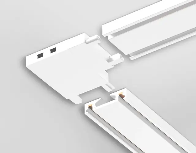 Коннектор угловой токопроводящий Magnetic Ultra slim 26 48В белый Ambrella Light GV1113, ракурс 3