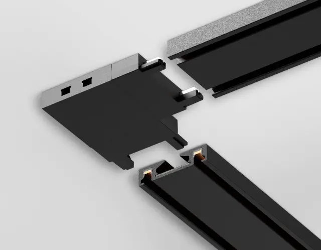 Коннектор угловой токопроводящий Magnetic Ultra slim 26 48В черный Ambrella Light GV1116, ракурс 3