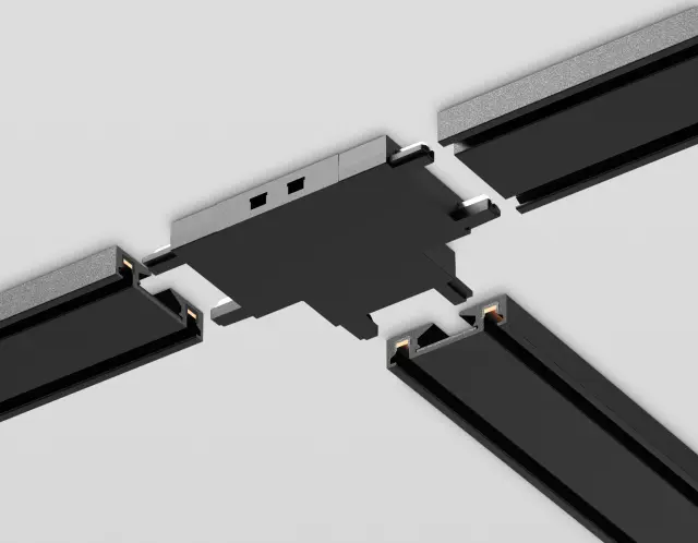 Коннектор Т-образный токопроводящий Magnetic Ultra slim 26 48В черный Ambrella Light GV1122, ракурс 3