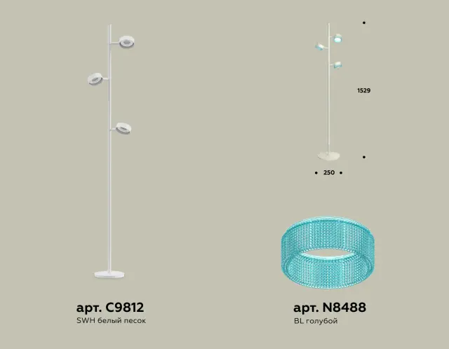 Торшер Ambrella Light XB9812251 — белый, ракурс 3