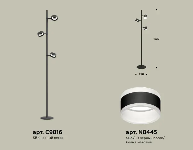 Торшер Ambrella Light XB9816202 — черный, ракурс 2