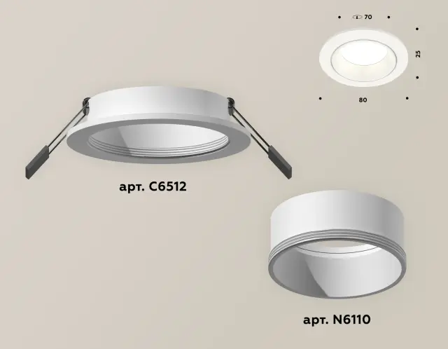 Точечный светильник Ambrella Light XC6512001 — белый, ракурс 2