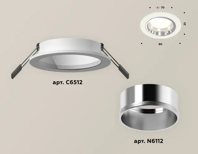 Точечный светильник Ambrella Light XC6512003 — белый, ракурс 2