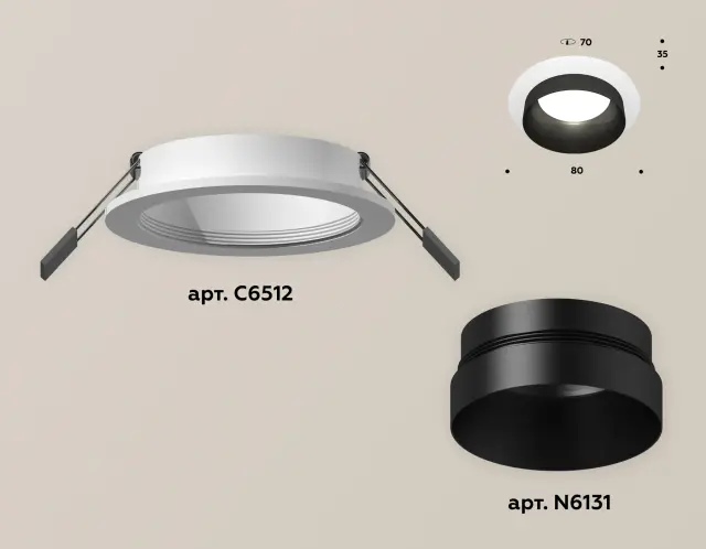 Точечный светильник Ambrella Light XC6512021 — белый, ракурс 2