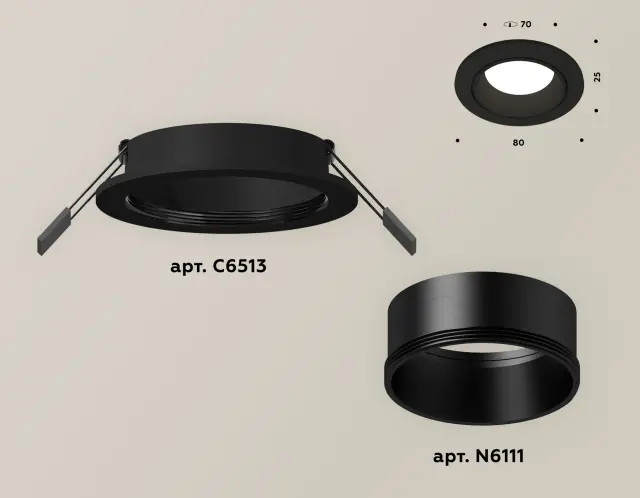 Точечный светильник Ambrella Light XC6513002 — черный, ракурс 2