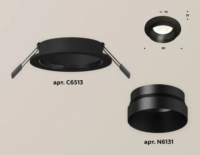 Точечный светильник Ambrella Light XC6513021 — черный, ракурс 2