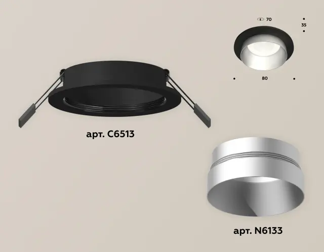 Точечный светильник Ambrella Light XC6513023 — черный, ракурс 2