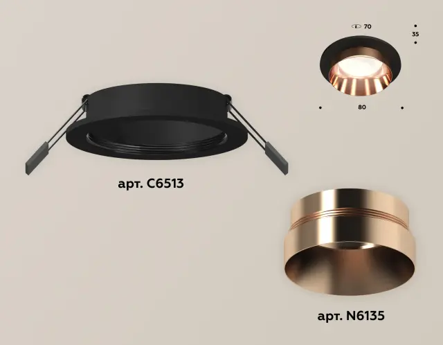 Точечный светильник Ambrella Light XC6513025 — черный, ракурс 2