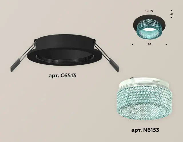 Точечный светильник Ambrella Light XC6513043 — черный, ракурс 2