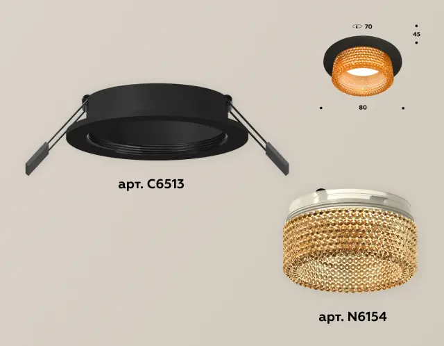 Точечный светильник Ambrella Light XC6513044 — черный, ракурс 2