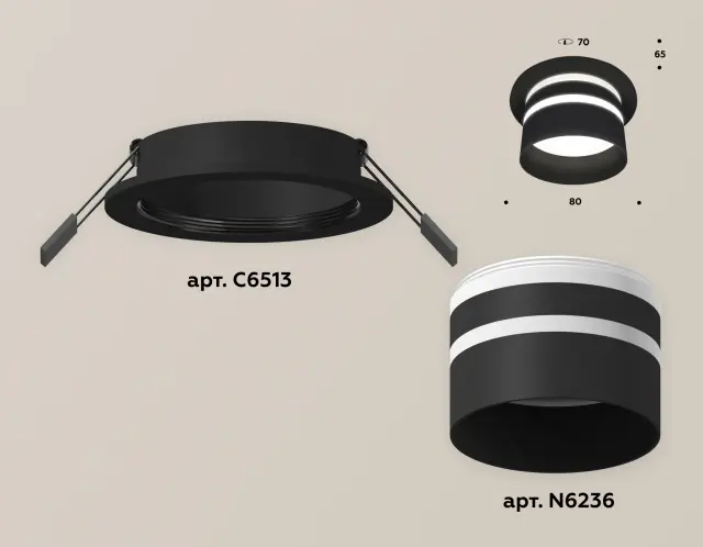Точечный светильник Ambrella Light XC6513062 — черный, ракурс 2