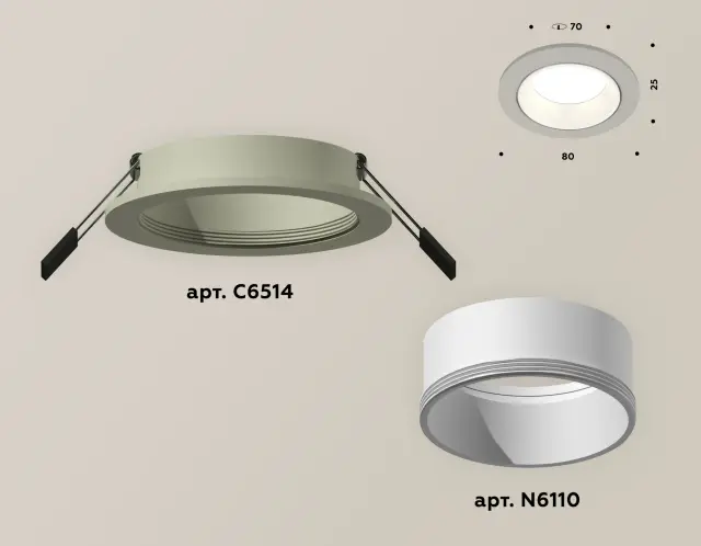 Точечный светильник Ambrella Light XC6514001 — серый, ракурс 2