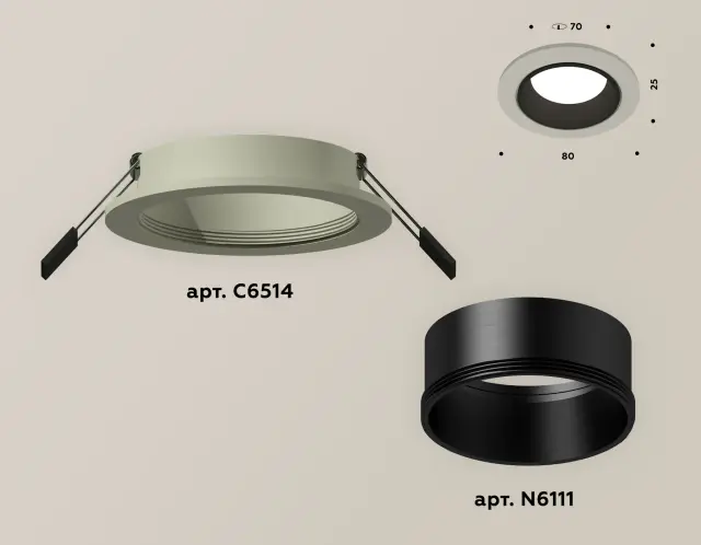 Точечный светильник Ambrella Light XC6514002 — серый, ракурс 2