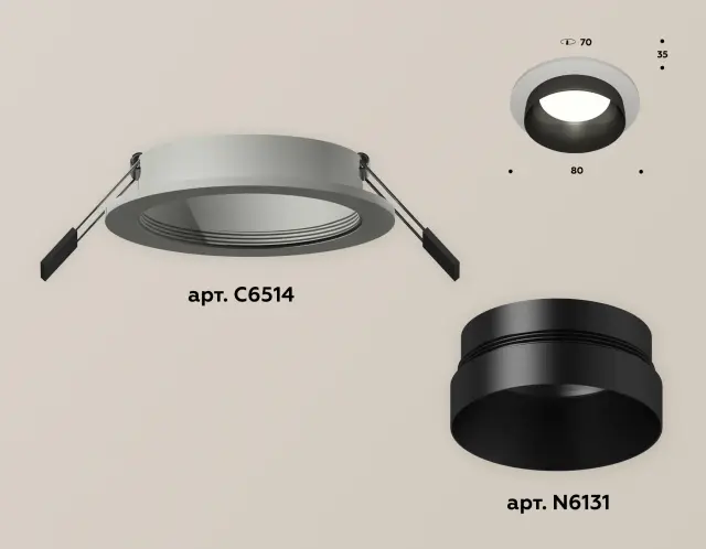 Точечный светильник Ambrella Light XC6514021 — серый, ракурс 2