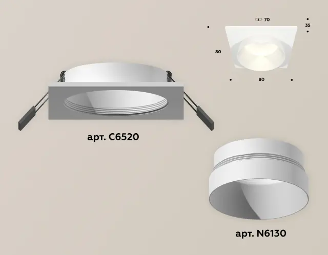 Точечный светильник Ambrella Light XC6520020 — белый, ракурс 2