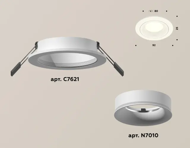 Точечный светильник Ambrella Light XC7621001 — белый, ракурс 2