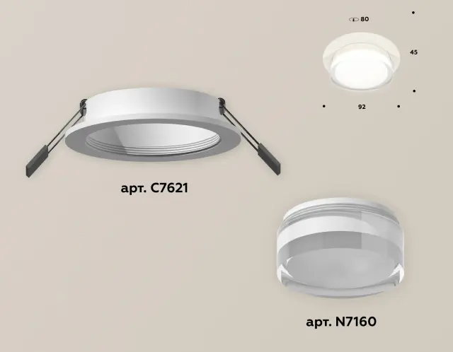 Точечный светильник Ambrella Light XC7621043 — белый, ракурс 2