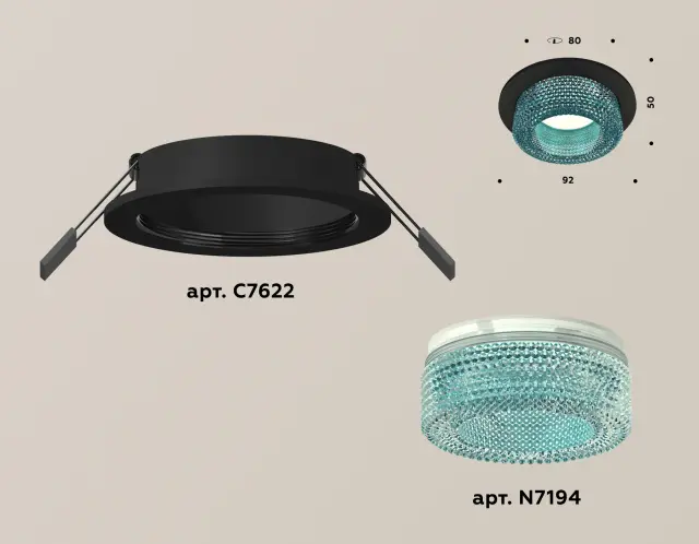 Точечный светильник Ambrella Light XC7622023 — черный, ракурс 2