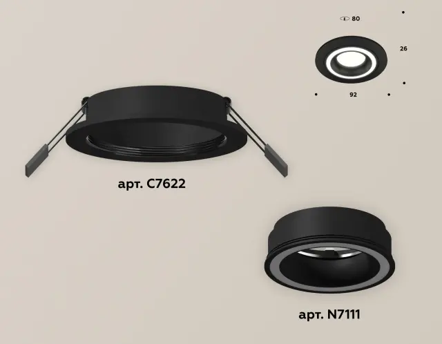 Точечный светильник Ambrella Light XC7622040 — черный, ракурс 2