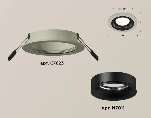 Точечный светильник Ambrella Light XC7623002 — серый, ракурс 2