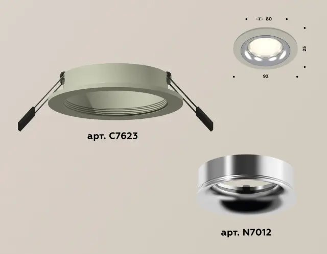 Точечный светильник Ambrella Light XC7623003 — серый, ракурс 2