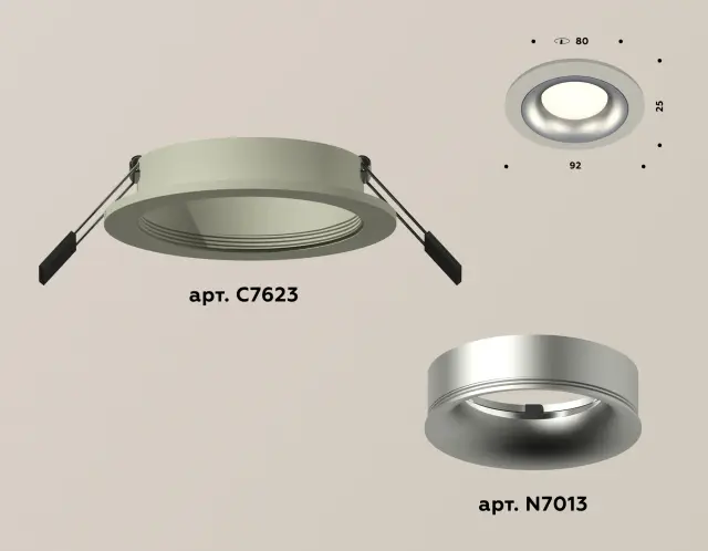 Точечный светильник Ambrella Light XC7623004 — серый, ракурс 2