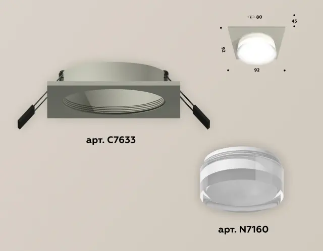 Точечный светильник Ambrella Light XC7633040 — серый, ракурс 2