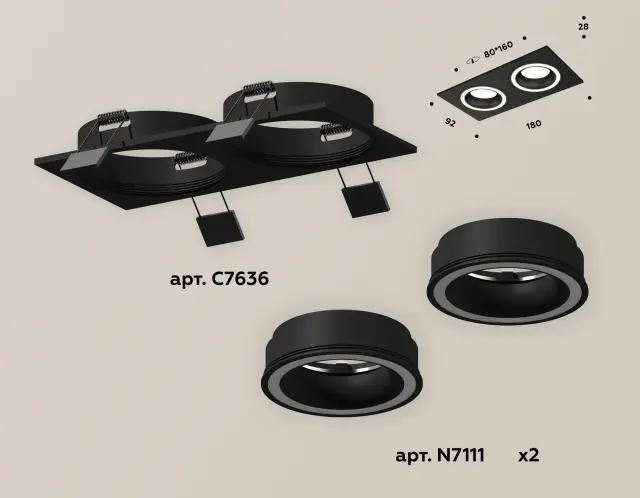Точечный светильник Ambrella Light XC7636040 — черный, ракурс 2