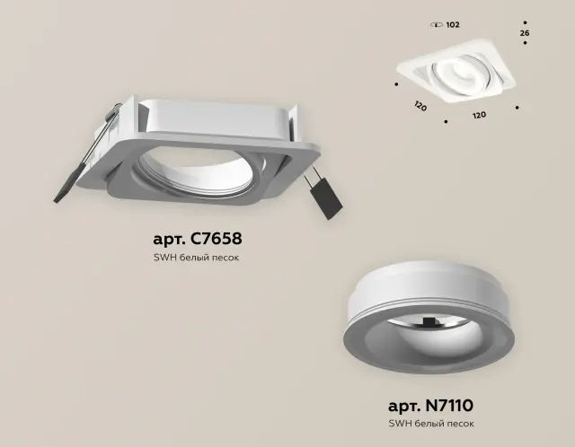 Точечный светильник Ambrella Light XC7658080 — белый, ракурс 2