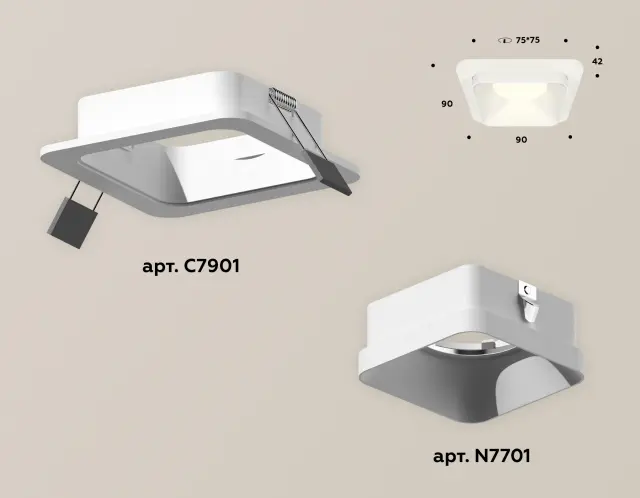Точечный светильник Ambrella Light XC7901001 — белый, ракурс 2