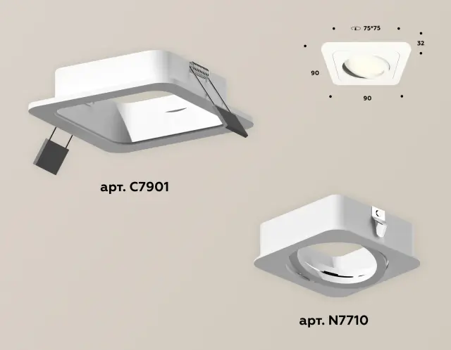 Точечный светильник Ambrella Light XC7901010 — белый, ракурс 2