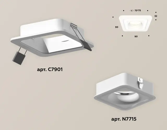 Точечный светильник Ambrella Light XC7901011 — белый, ракурс 2