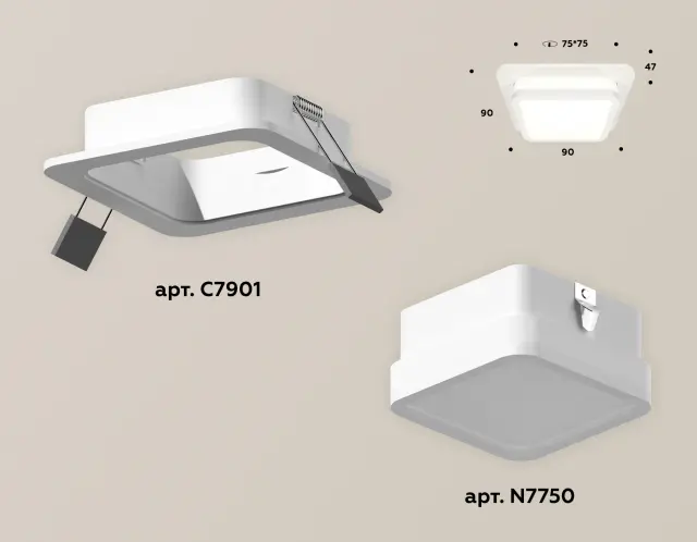 Точечный светильник Ambrella Light XC7901012 — белый, ракурс 2