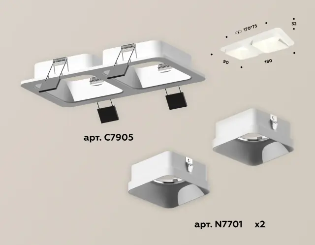 Точечный светильник Ambrella Light XC7905001 — белый, ракурс 2