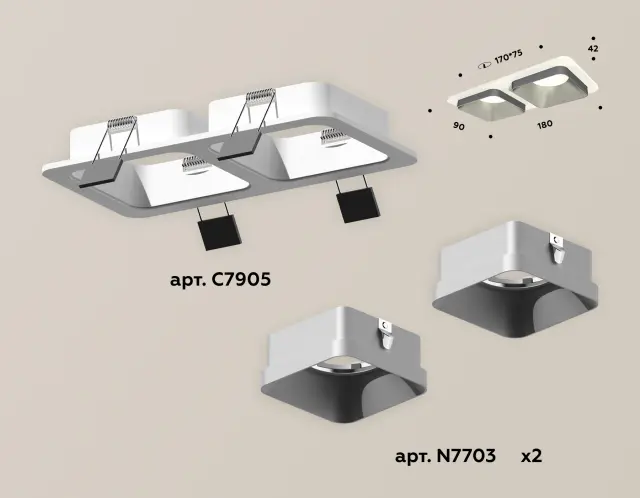 Точечный светильник Ambrella Light XC7905003 — белый, ракурс 2