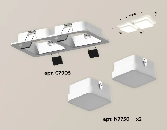 Точечный светильник Ambrella Light XC7905012 — белый, ракурс 2