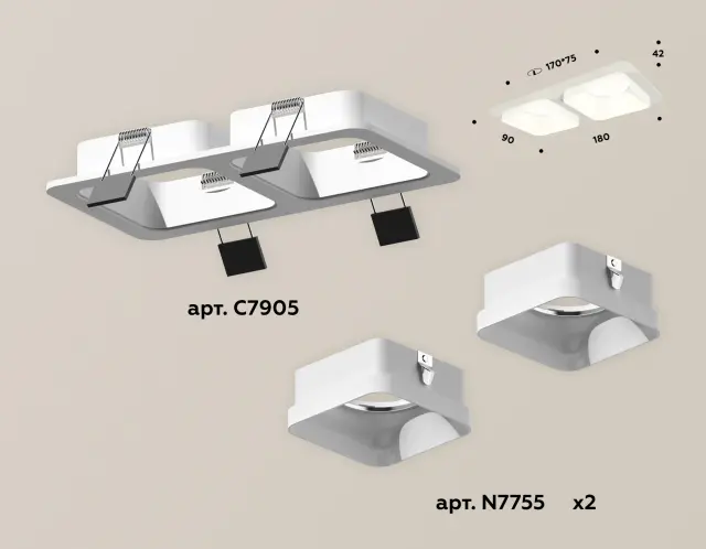 Точечный светильник Ambrella Light XC7905013 — белый, ракурс 2