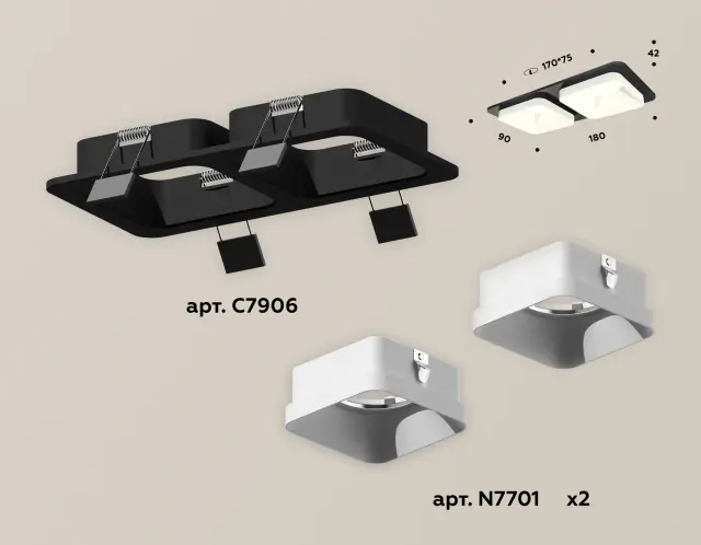 Точечный светильник Ambrella Light XC7906001 — черный, ракурс 2