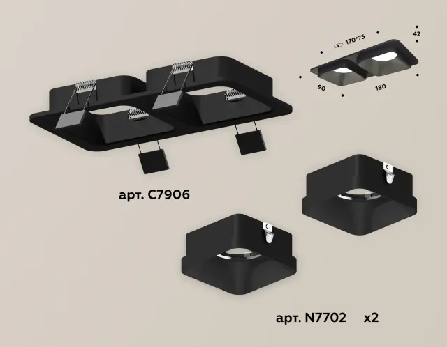 Точечный светильник Ambrella Light XC7906002 — черный, ракурс 2