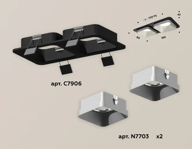 Точечный светильник Ambrella Light XC7906003 — черный, ракурс 2