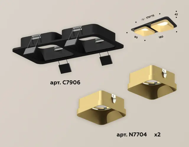 Точечный светильник Ambrella Light XC7906004 — черный, ракурс 2