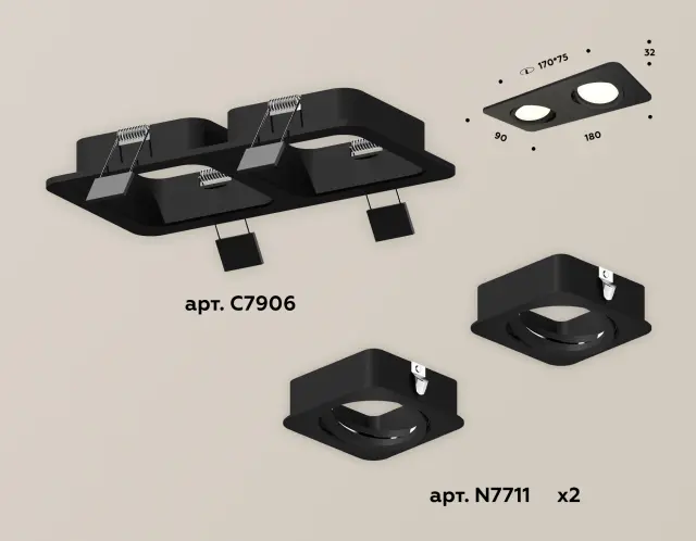 Точечный светильник Ambrella Light XC7906010 — черный, ракурс 2