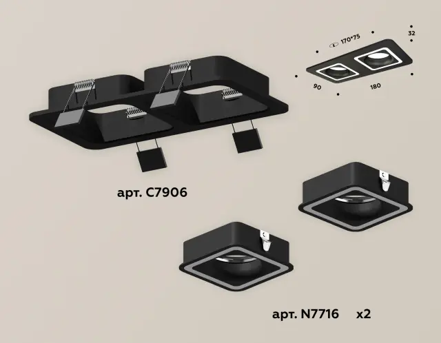 Точечный светильник Ambrella Light XC7906011 — черный, ракурс 2