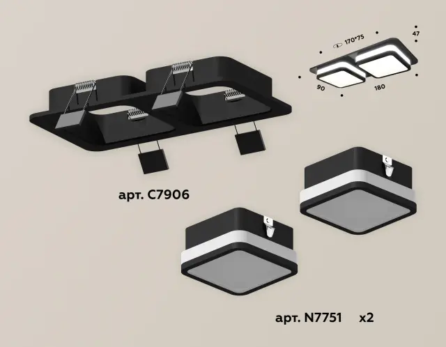 Точечный светильник Ambrella Light XC7906012 — черный, ракурс 2