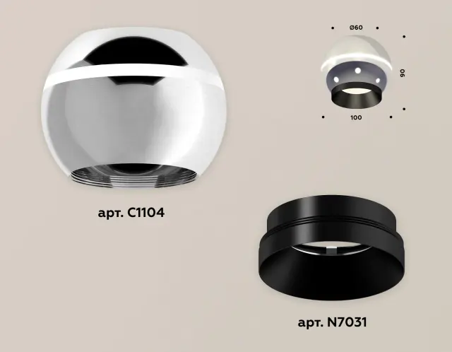 Точечный светильник Ambrella Light XS1104001 — серебряный, ракурс 3