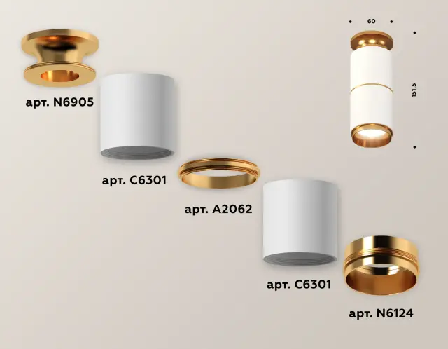 Точечный светильник Ambrella Light XS6301260 — золотой, ракурс 3