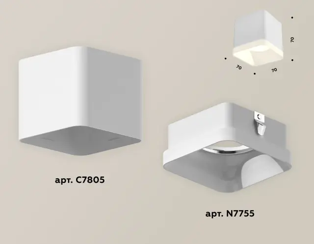 Точечный светильник Ambrella Light XS7805040 — белый, ракурс 3