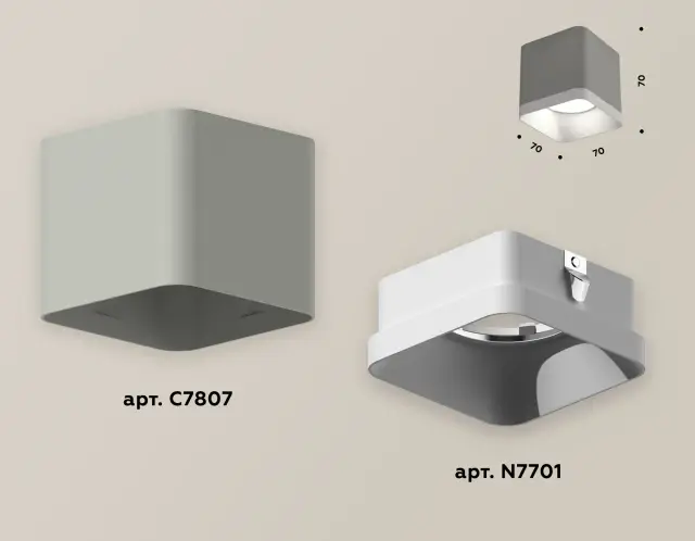 Точечный светильник Ambrella Light XS7807001 — серый, ракурс 3