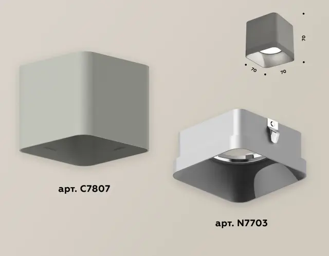 Точечный светильник Ambrella Light XS7807003 — серый, ракурс 3
